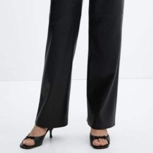 NWT- MANGO MID RISE LEATHER EFFECT PANTS